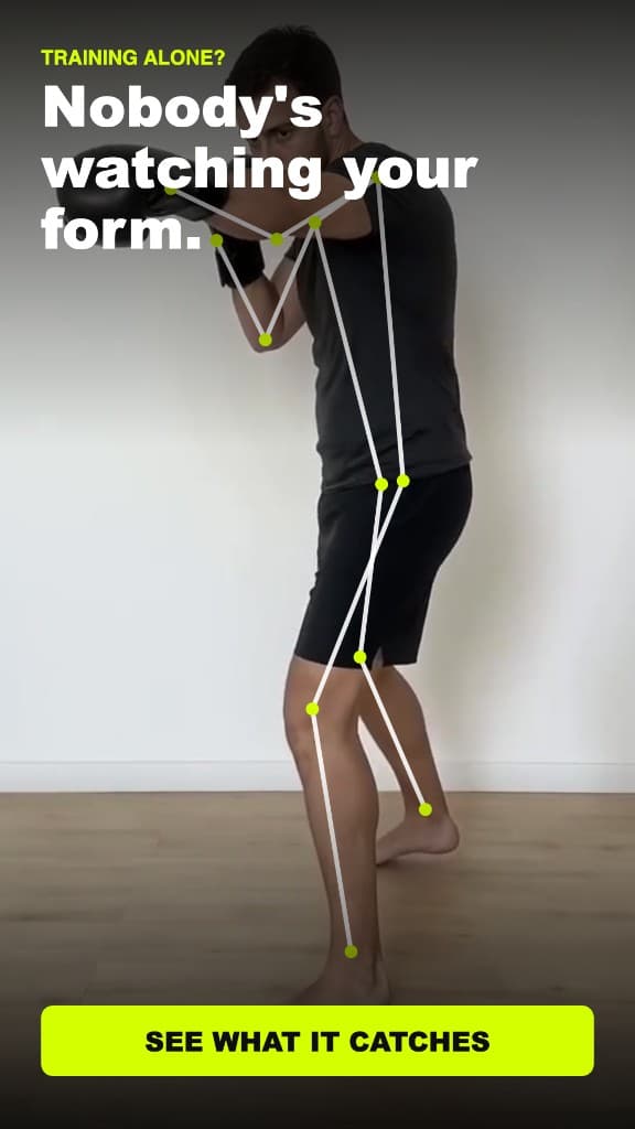 Form Fighter ad: training alone with pose tracking overlay — nobody’s watching your form